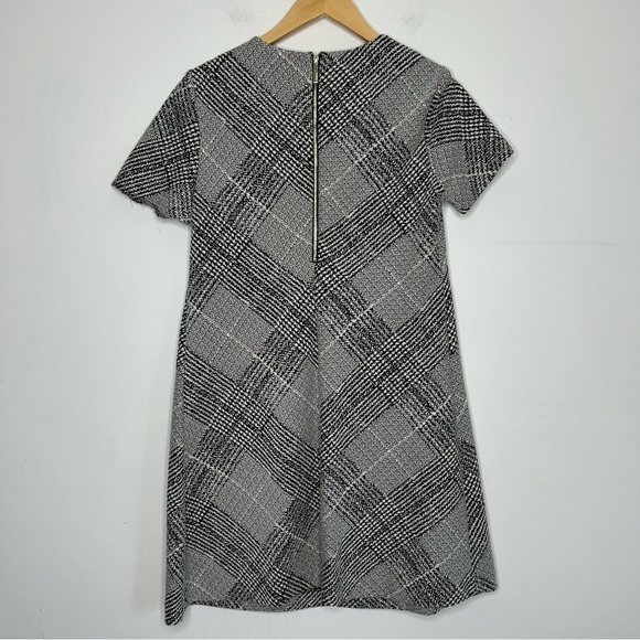 Calvin Klein Plaid Cross Box Short Sleeve Shift Dress Gray Office Classic Sz 12 - Picture 7 of 8